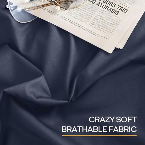 Image of ZonLi 60 inchx80 inch Navy Blue Duvet Cover, Oeko-texCertified 100% Cotton, Queen Size RemovableDuvet Cover for Weighted Blanket