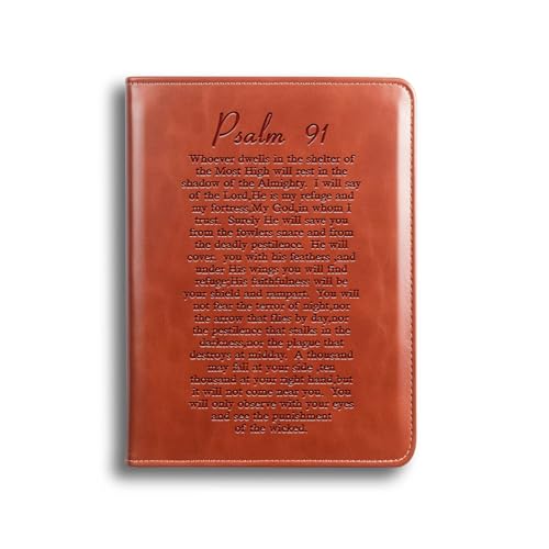WHLBHG Christian Gift Psalm 91 Leather Journal Christian Bible Verse Gift Religious Gift for Women Men Baptism Confirmation Sacrament Gifts (Journal-Psalm 91)