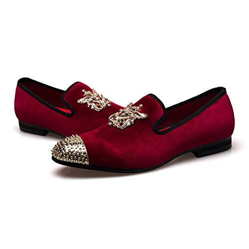 Men Genuine Leather Mens Metallic Textured Slip On Glitter Loafers