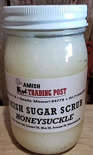 Amish Sugar Scrub all Natural Homemade Product! 1 pint glass jar Facial Scrub (Honeysuckle)