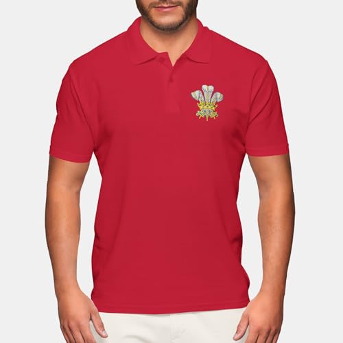 Polo de rugby bordado con insignia del Príncipe de Gales para hombre, camiseta de rugby Cymru de las Naciones Gales, rosso, L