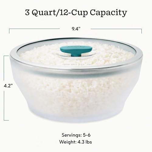 Image of Anyday Microwave The Extra Large Dish Container | Microwave Safe Containers | Microwave Cooking Bowls | Mixing Bowl with Lid | Borosilicate Glass Containers with Lid, Diameter 23.88cm Capacity 2.85L