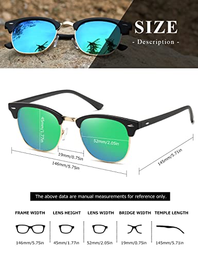 Image of AEVOGUE Polarized Semi Rimless Sunglasses for Men Women, Retro UV400 Sun Glasses for Driving Outdoor