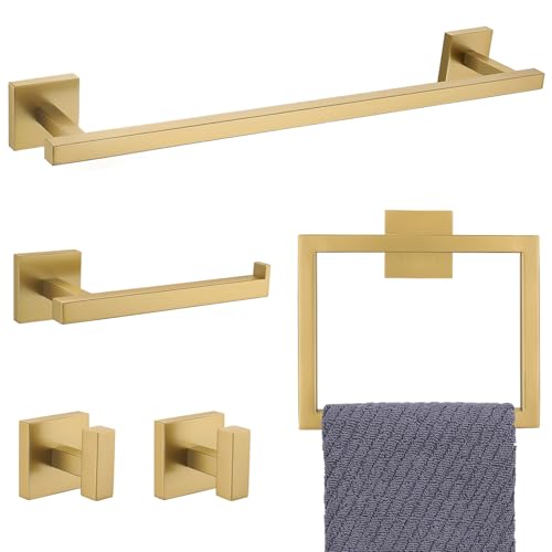 YACVCL Towel Bar Set, 5-Piece Brushed Gold Bathroom Hardware Set,...