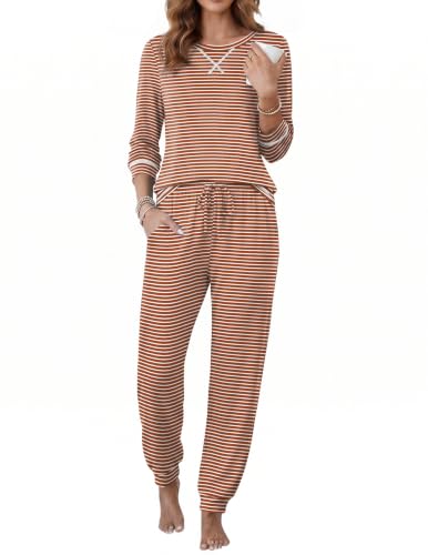 Ekouaer Pajamas for Women Set Long Sleeve Top and Jogger Pants Lounge Sets - image 1