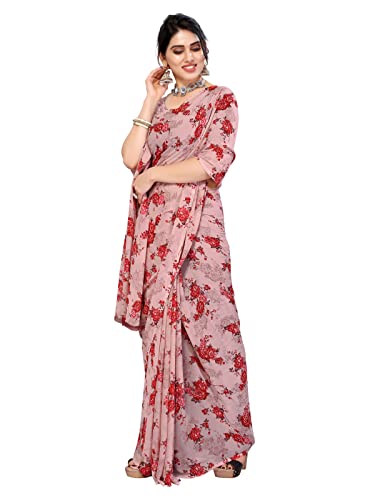 Image of SIRIL Women's Floral Printed Georgette Saree With Unstitched Blouse Piece
