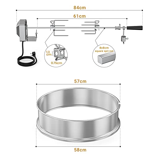 Only Fire BRK-6025 Stainless Steel Rotisserie Ring Kit Fits Weber 57Cm Charcoal Kettle Grill With Electric Motor For Uk Fits Weber 2290 And Other 57Cm Models - 4