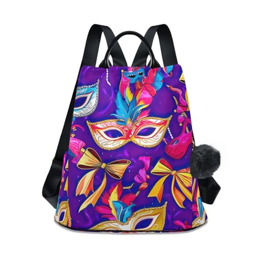 Sac à dos violet pour femme au motif carnaval idéal pour vos escapades et voyages sécurisés