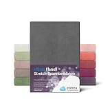 etérea Flanell Spannbettlaken 140x200 bis 160x200 cm - Warmes Biber Spannbetttuch aus 100% Baumwolle, Superweiches Bettlaken bis 25 cm Matratzenhöhe, Anthrazit