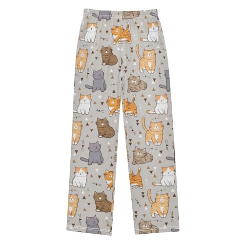 Boys' Pants Cartoon Orange Cat Long Bottoms Jogger Pants Elastic Waist Trousers with Pockets S-XL