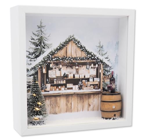 ZauberDeko Geschenkrahmen Holz Bilderrahmen Diorama Geldgeschenk Gutschein Weihnachtsmarkt Glühwein LED Tannenbaum ZauberDeko Geschenkrahmen Holz Bilderrahmen Diorama Geldgeschenk Gutschein Weihnachtsmarkt Glühwein LED Tannenbaum