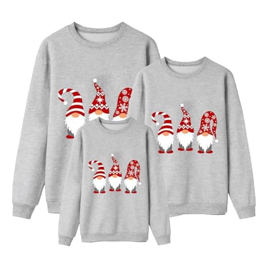 EQWIGKEIT Jersey de Navidad Conjunto Familiar Divertido Jersey Casual Camiseta de Manga Larga Estampado Blusa de Navidad Suéter de Navidad Cuello Redondo Sudadera Familia Ugly Christmas Sweater