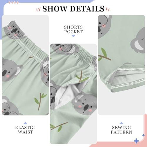 Cute Koala Leaf Boys Long Pants Soft Trousers Elastic Waist Kids Lounge Bottoms with Pockets S-XL4