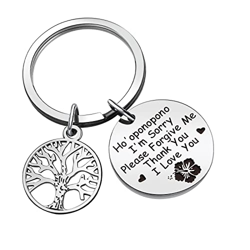 ZQEOU Boyfriend Jewelry Ho'Oponopono Gift Papa Thank You Gifts Wife Keychain Funny Prayer Jewelry Sister Keychain Husband Keychain Hibiscus Flowers Keychain Daddy Keychain Kinship Keychain, Boyfriend
