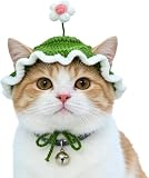 Rosa Blume Mütze für Katzen, (3-7,5 Kg) Katzen Hut, Katze Kopfbedeckung, Katze Mütze für Katze, Weiche und Niedliche Strickmütze, Geeignet für Katzens und Kleine Hunde