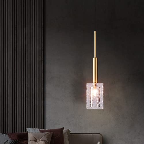 TWXG Postmoderner Glas-Kronleuchter Schlafzimmer Nachttisch Pendelleuchte Einfaches kreatives Licht Luxus Vollkupfer Wasser Single Head Net Red Restaurant Bar Hängelampe Cover