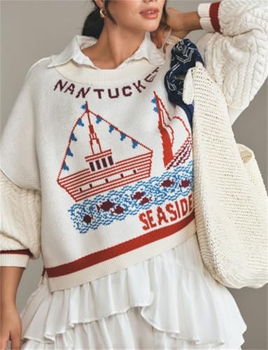 Women Lobster Graphic Knit Sweater Y2k Long Sleeve Crew Neck Sweaters Vintage Goth Pullover Knitwear Fall Winter3