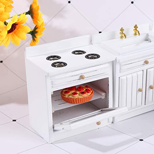 Haomian Dollhouse Kitchen Furniture Kit 1:12 Dollhouse Miniature Furniture Wooden Kitchen Cabinet Fridge Set Kitchen Dining Room Furniture For 1:12 Dollhouse Miniatures Scenes Accessories (C) #TOP6