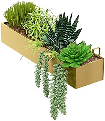 Hanging Metal Flower Pot Planter for Railing, Fully Enclosed Design for Balcony, Patio, Garden, Porch - Durable Iron Planters for Indoor/Outdoor Use