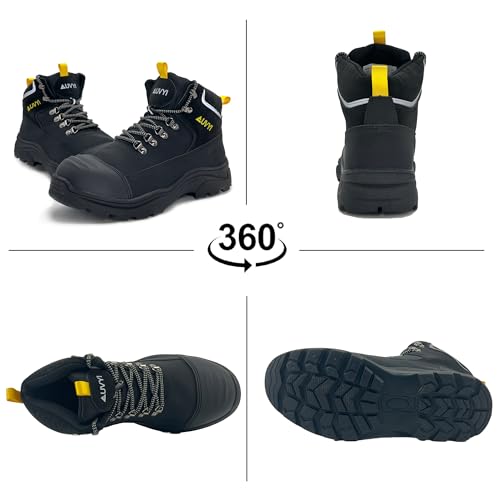 Waterproof Work Boots For Men - Steel Toe Boots Comfortable Safety Wide Toe Shoes for Men, Slip Resistant botas de trabajo para hombre Work Shoes for Industrial & Construction4
