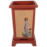 Veemoon Maceta de Resina Imitacion Barro Rojo Mediana 1 Juego Base y Filtro Drenaje para Plantas de Interior, Macetas Decorativas para Orquídeas y Jardineras de Flores en Sala y Cocina