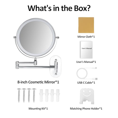 Seaemiko MAKEUP MIRROR-04 8 Inch Wall Mounted Lighted Makeup Mirror thumb #6
