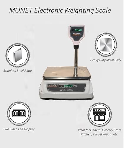 Image of MONET Weighing Scale | Green Display Light | For Industrial And Commercial Use | Weight Limit 30kg