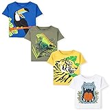The Children's Place Baby Toddler Boy Short Sleeve Graphic T-Shirt 4-Pack, Animals, 2T