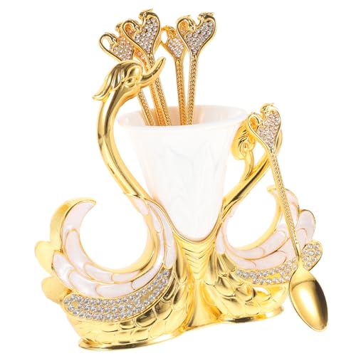 CIYODO 1 Set Coffee Spoon Dessert Spoon with Elegant Swan Base Holder for Home Kitchen Dining and Parties Smooth Finish Easy to Clean Unique Design