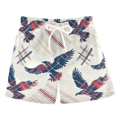 Red Blue Big Bird Boys Swimming Shorts Boys Beach Shorts Quick Dry with Pocket Beach Hawaii Vacation 2T