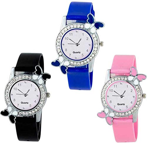 The Shopoholic Analogue Womens Watch (Multicolored Dial Pink, Blue & Black Colored Strap) (Pack of 3) (B07N5LX3KN) Amazon Price History, Amazon Price Tracker