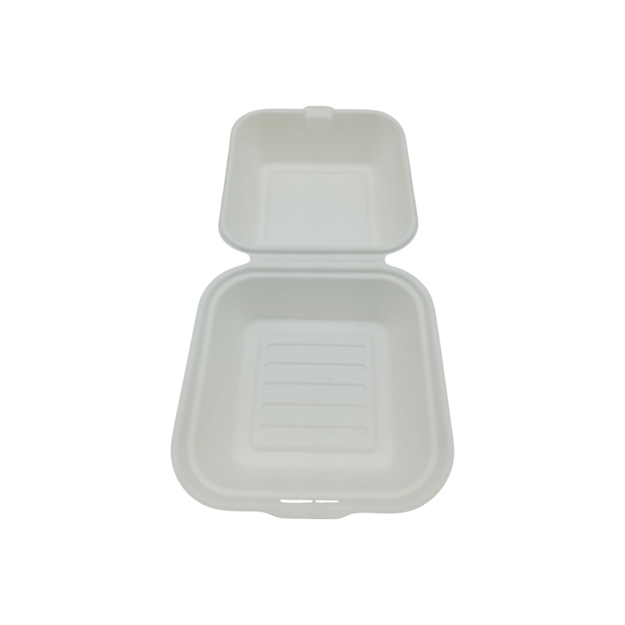 Générique 500 Boîtes à Burger Carrées en Fibre de Canne 15,3x15,3x7,7 cm - Coques Écologiques, Résistantes et Idéales pour Plats à Emporter