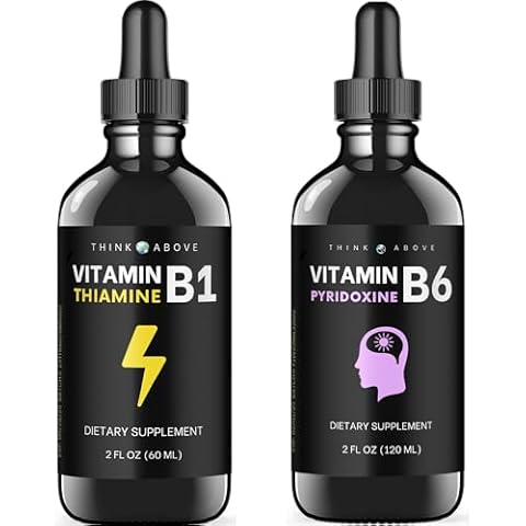 Think Above Vitamin B6 and Vitamin B1 Bundle - 2 oz Each - Liquid Drops Cover