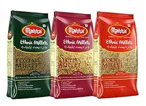 Image of Manna Millets 1.5kg Whole Grains Combo Pack of 3, Foxtail, Kodo, Little Certified low GI. Unpolished, Natural Grains 500g (pack of 3)