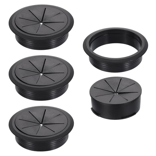 Œillets de bureau en plastique noir 80mm cache-câbles de table pour fil informatique