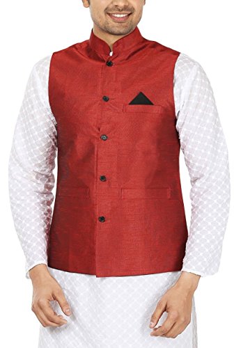 Chaleco étnico Nehru granate talla 44 para celebraciones y bodas
