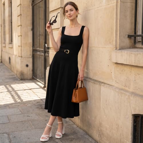 Image of MIRAAZZURRA Platform Strappy Heel Sandals Square Open Toe Two Strap Chunky High Heeled Sandals with Buckle Ankle Strap for Women Party Wedding Dress
