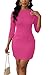 RUMIA Fall Bodycon Dresses for Women 2025 Spring 3/4 Sleeve Mini Dress Crew Neck Party Club Cute Short Dress Fuchsia 2XL
