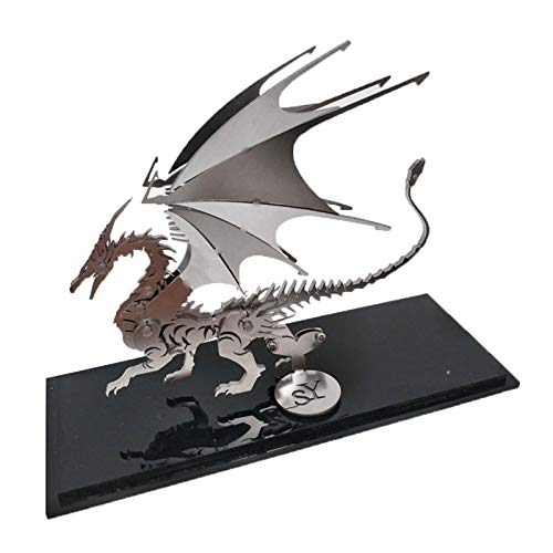 3D-Metall-Puzzle 3D-Metall Mantis/Drache/Scorpion King Build-Model Kits DIY-Modell Puzzle Lernspielzeug Assembled für Erwachsene/Kinder,Fire Dragon Cover