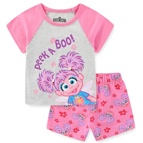 Image of Sesame Street Abby Cadabby Girls Short Sleeve T-Shirt and French Terry Shorts for Infant, Toddler, and Big Kids