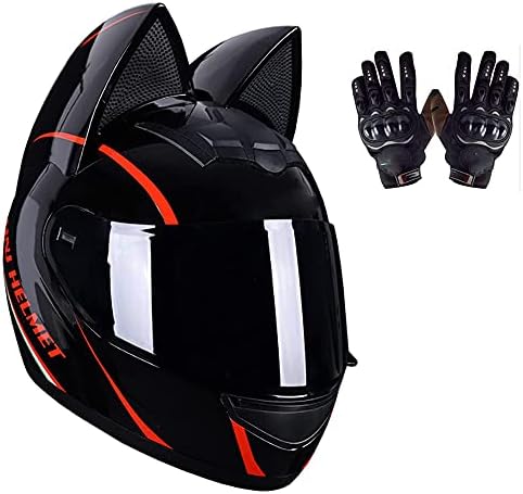 Personalized Cat Ears Helmet by Motorcycle Brand, Adult Modular Full Face Helmet for Street, Electric Scooter, Motocross, All Season Use, DOT Certified