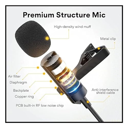 Image of DDLC 3.5mm Wired Lapel Microphone for Video Recording | Mini Mike for Phone | Microphone for Recording | Smartphones | PCs & Laptops | Ideal for YouTube | Interviews| Vlogging | Podcasts (1.5M)