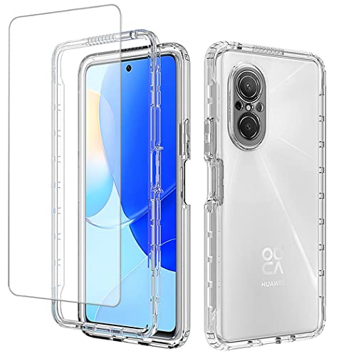 Vavies Compatible with Nova 9 SE/Honor 50 SE JLN-LX1 JLN-LX3 Case with Tempered Glass Screen Protector, Full Body Shockproof Clear Flexible Protective Cover Cases for Huawei Nova 9 SE (Clear)