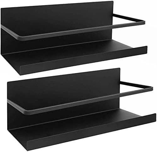 Feokely 2 Pack Premium Quality Magnetic Spice Rack for Refrigerator, Strong Magnetic Spice Rack for Holding Jars, Perfect Space Saving Magnetic Shelf