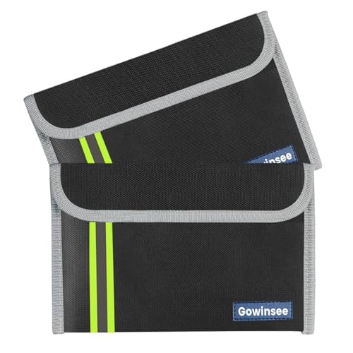 Gowinsee Fireproof Wallet, Pack of 2, Small (5 x 8 inches), Fire & Water Resistant, Cash Protection Bag - Black+White