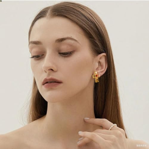 MAX 18K Gold Plated Hammered Cubic Zirconia Cross Pendant Necklace, Studs Earrings | Hypoallergenic All-match Luxury Black String Necklace, Stud Earrings | Ingenious Design Cross Faith Pendant Necklace, Studs Earrings for Women2