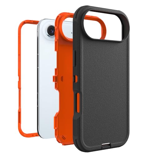 Image of Rugged Case Compatible with iPhone 17 Air | Heavy-Duty Shockproof Protective Cover, Black+Orange