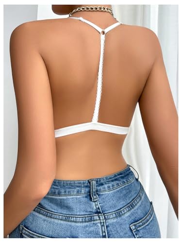 Image of SHENHE Women's Lace Front Closure Y Back Bra Padded Triangle Racerback Bralette Wireless Bra