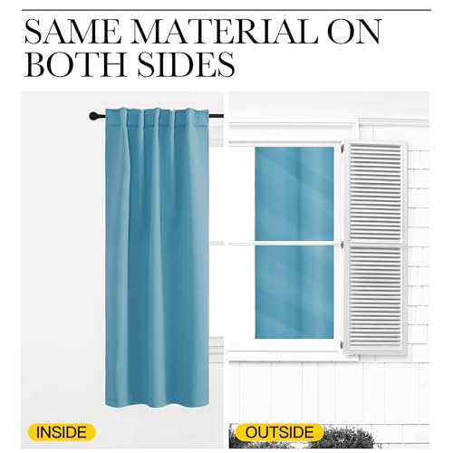 NICETOWN Blackout Curtain Panels for Living Room - (Teal Blue Color) 29x36 inch, 2 Panels Set, Room Darkening Blackout Drapes for Window