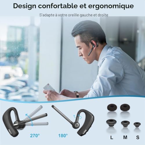 Oreillette Bluetooth double micro CVC8.0 Callez casque mono avec réduction ENC